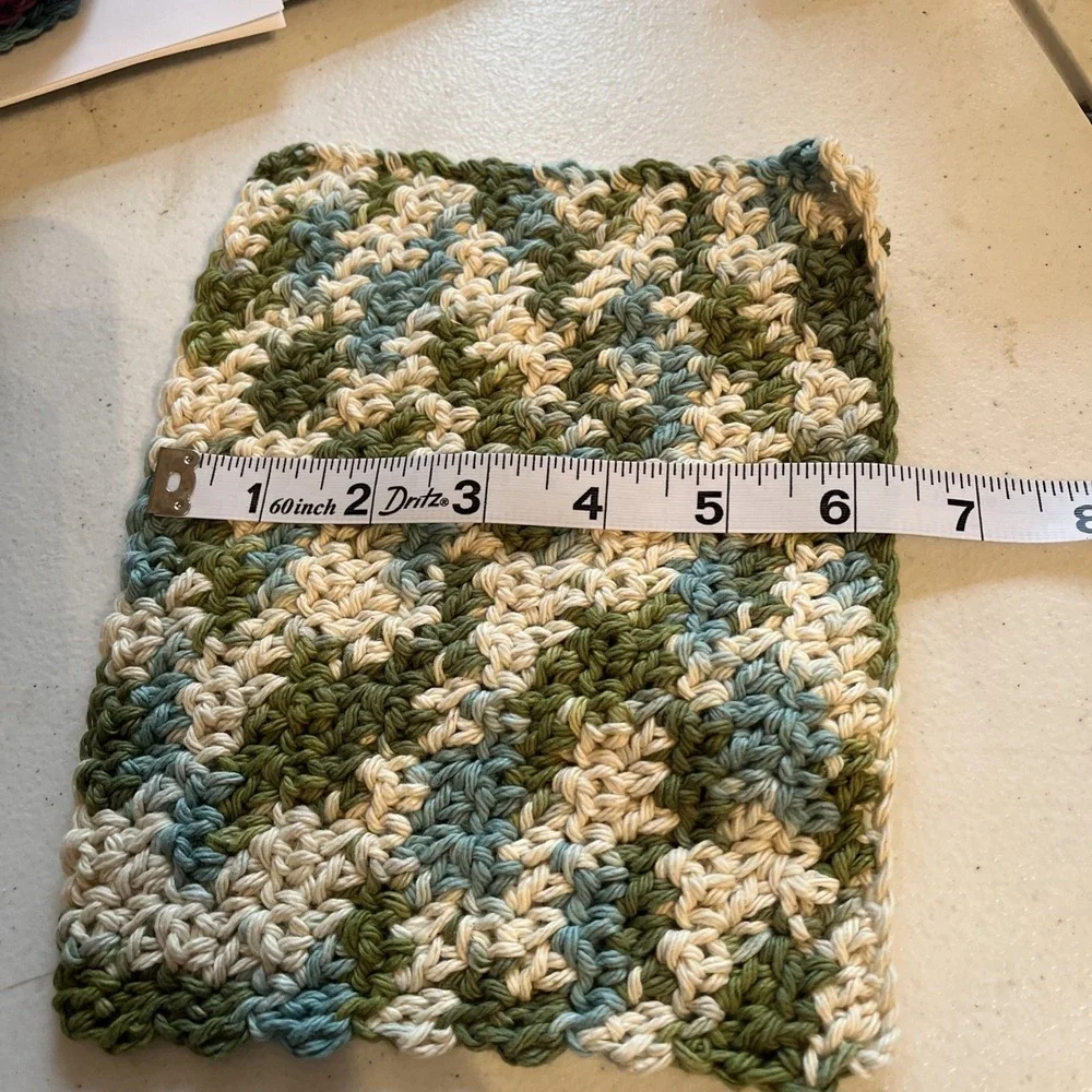 HANDMADE SET OF 3 CROCHET COTTON DISH CLOTHS OR WASH CLOTHS *NEW*